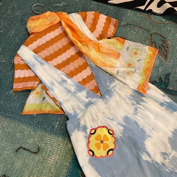 Upcycled F21 Jumper overall cropped hemmed ankle length a-line denim pant - Picture 16 of 16